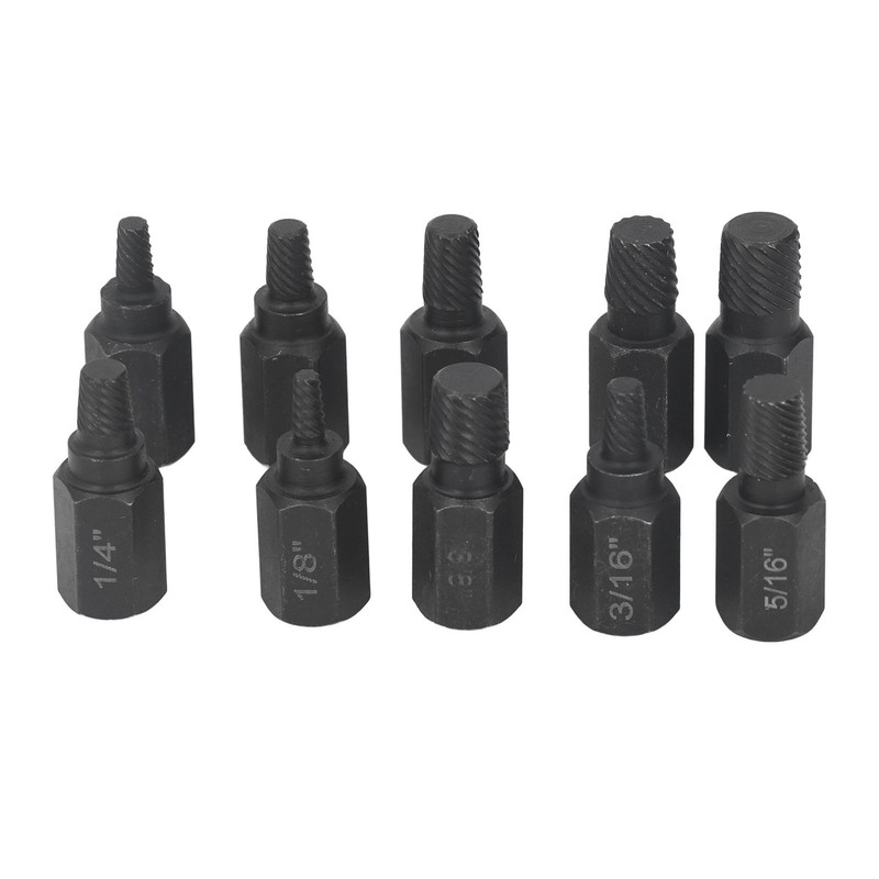 10Pcs Broken Screw Extractor Set 1/4 7/32 3/16 5/32 1/8