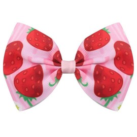 Strawberry Hair Bow Clip Pin Girls Fruit Hair Barrettes Strawberry Ribbon Bow BBG24 (C0-Bow)