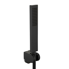Asyas Square Solid Brass Hand Held Shower Sprayer Head with Adjustable Wall Connector Shower Holder and Hose Set Matte Black High Pressure