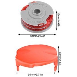 GJNMYSD Strimmer Spool,4Pcs Spool Line For Flymo Contour 500 Power Plus 500 & 500XT with Spool Cover,Spares Double Autofeed Spool & Line For Flymo Strimmers & Trimmers