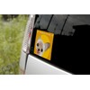Staring Yorkshire Terrier [Yorkie] Steel Blue Dog Sticker Orange Back