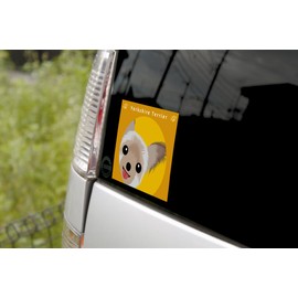 Staring Yorkshire Terrier [Yorkie] Steel Blue Dog Sticker Orange Back MK-2