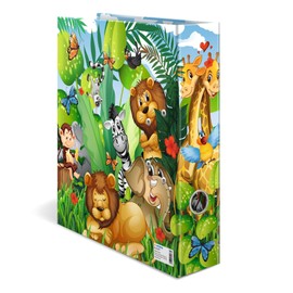 HERMA Lever Arch File Kindergarten Animals with Jungle Motif, A4, 70 mm Spine, with Inner Print, 1 Folder