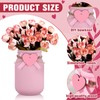 Jexine 12 Pcs Valentine's Day Decorations Pink Flower Mason Jar
