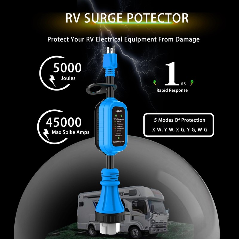EyGde 50 Amp to 110V RV Adapter with Surge Protector