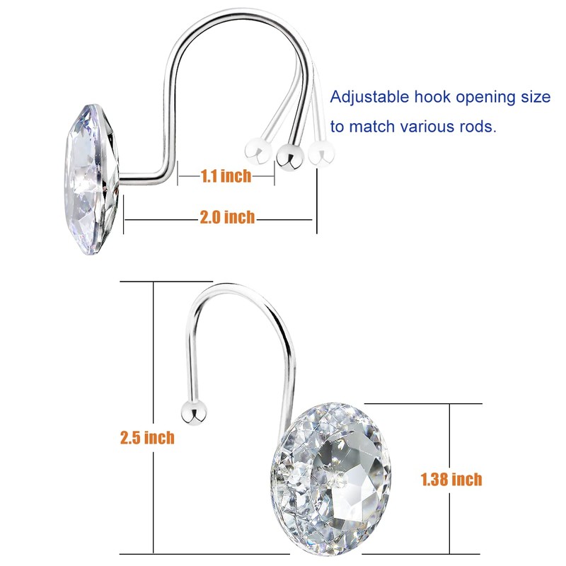12PCS Shower Curtain Hooks Rings for Bathroom, Stainless Steel Rust