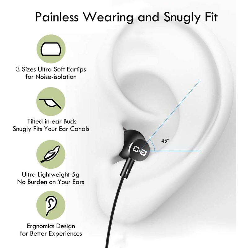 Extra Long Earbuds for TV & PC, with 12FT Spring