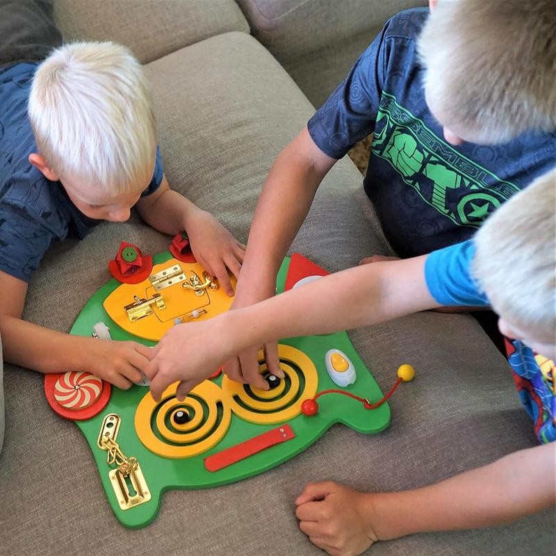 SENSORY4U Owl Sensory Wooden Activity Busy Board - Wood Montessori
