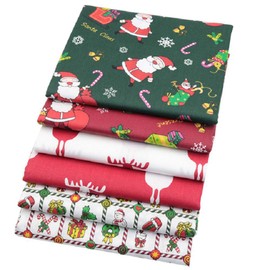 MoonyLI 6Pcs Christmas Cotton Fabric Bundles Cartoons Quilting Cotton Fabric Patchwork Fabric Snowman and Santa Print Fat Quarters Camouflage Print Quilting Fabric DIY Christmas Theme Fabric