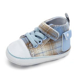 RABEISIR Checkered Canvas Shoes for Baby Boys and Girls,Lightweight and Breathable,Infant Firstwalk Sneakers Sky Blue