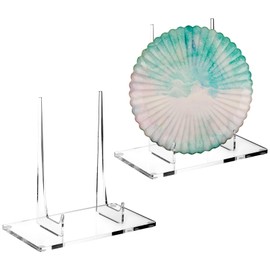 RattanView 2 Pcs Acrylic Easel Display Stand for Photo,Clear Acrylic Stand for Picture Book Decorative Plate Platter, 10 x 5 x 9 Inch