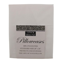 Pillow Cases Standard Size Set of 2 - White Brushed Polyester Pillowcases, Super Soft and Cozy Pillow Case Covers Protectors