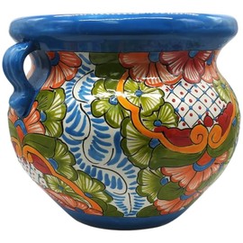 Talavera Pottery Store Michoacana Planter Medium Hand Painted Pot Indoor Outdoor Multi Colored Glazed (Sevilla)