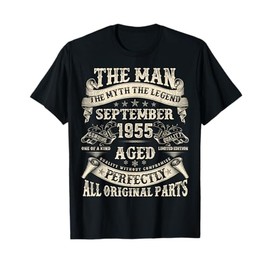 September 1955 70 Year Old Bday Gifts for Men 70th Birthday T-Shirt
