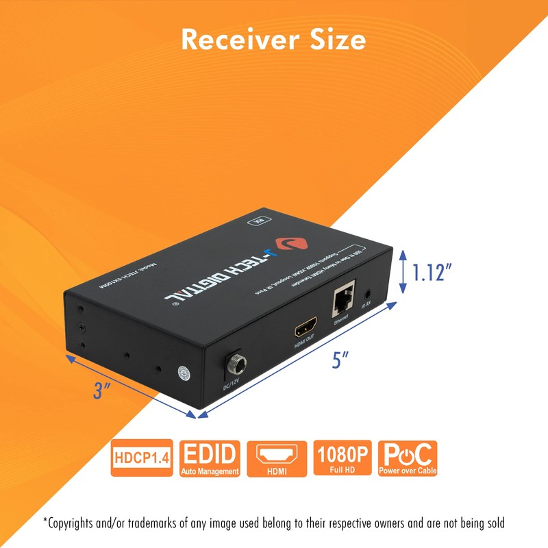 J-Tech Digital HDMI Extender 1080P 60Hz Over Single Cat5e/6 up
