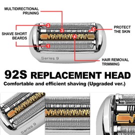 2Packs Series 9 92S Electric Replacement Shaver Head Accessories Compatible with Braun Series 9 Electric Razors 9290cc, 9291cc, 9370cc, 9293s, 9385cc, 9390cc, 9330s, 9296cc (Upgraded ver.)
