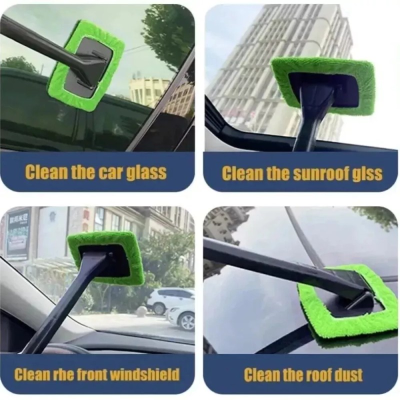 3X Window Windshield Cleaning Tool Wand Microfiber Car Wiper Cleaner