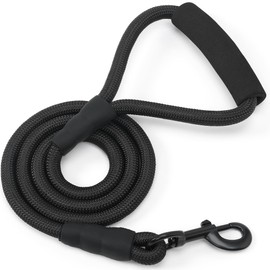 Mile High Life Dog Leash with Comfortable Padded Handle | Black Nylon Rope Dog Leash | Heavy Duty 6 Feet Dog Leashes (Black)