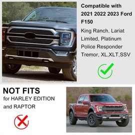 XQSMWF Matte Black, Front Lower Bumper Guard Pad Cap Insert End Cover, Compatible with Ford F-150 2021 2022 2023# ML3Z-17E810-AA ML3Z-17E811-AA, Left & Right Side