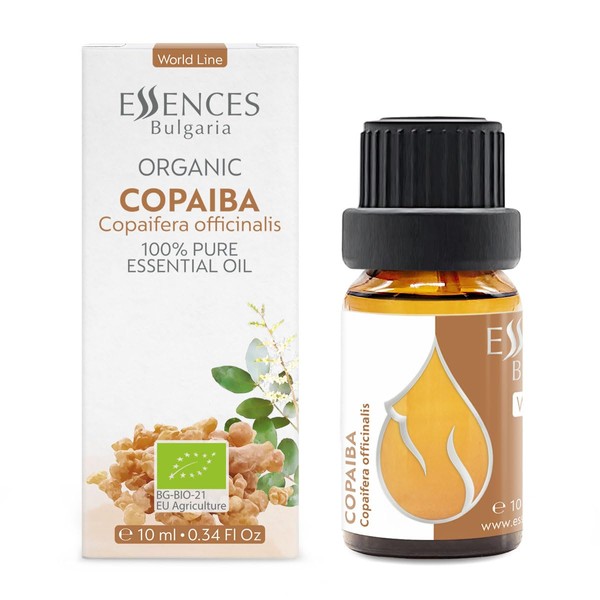 Essences Bulgaria Copaiba Organic Essential Oil 10 ml | Copaifera Officinalis | 100% Pure and Natural | Undiluted | Therapeutic Grade | Aromatherapy | Cosmetics | Cruelty Free | Non-GMO