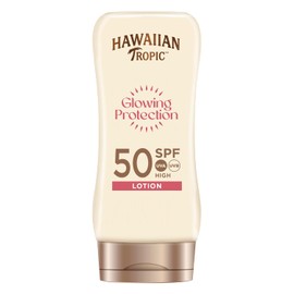 Hawaiian Tropic Glowing Protection Sunscreen Lotion, Waterproof Sunscreen Lotion with SPF 50 UVA + UVB Protection, Tropical Fragrance, with Shea Butter, 180 ml