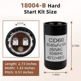 X-18004-b Capacitor Compatible with Genie 18004B Garage Door Opener Motor, 50-60 MFD 250V Capacitor Replacement Parts