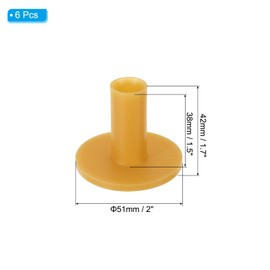 PATIKIL 6 Pack 1.7" Rubber Golf Tees Tall Training Driving Range Tees for Outdoor and Indoor Hitting Mat Stable Ball Holder Yellow