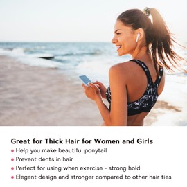 MARYLAVENDER Large Stretch Thick Hair Ties for All Hair Types Seamless Hair Ponies Elastics Ponytail Holders Hair Scrunchies for Thick Hair Hair Accessories Women Girls 12-Pack