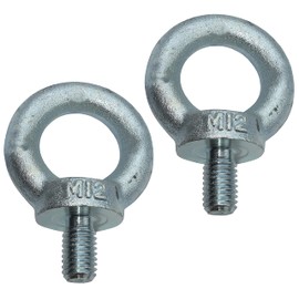 AERZETIX - C49755 - Set of 2 - Eye Bolts - M12 - Ring Crane Eyelets - Galvanised Steel - Metric Thread - DIN 580-340 kg - Colour Silver