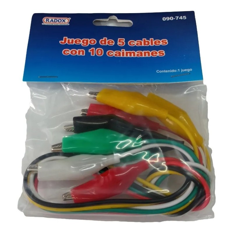 Juego De 5 Cables Con 10 Caimanes