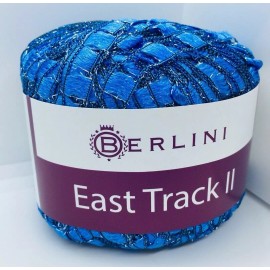 Berlini East Track II #120 Brilliant Blue Silver Glitz Ladder Ribbon Yarn 50gr