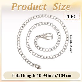 GORGECRAFT Silver Chain Belt Metal Aluminum Adjustable Women Waist Chain Western Body Waist Link Thin Belts Cuban Chains with Alloy Buckle for Dresses Jeans Jewelry Women Accessories
