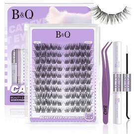 B&Qaugen Lash Extension Set 10 Pairs Lashes Cat Eye Natural Eyelashes D Curl Artificial Eyelashes Natural No Lash Map Cat Eye Lashes Extension Set with Bond & Seal and Tweezers (Cat Eye Set A)
