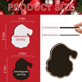 70Pcs Sublimation Magnets Blanks Bulk 35 pcs Sublimation Magnet Blanks Products 35 pcs Soft Magnetic for Kitchen Refrigerator Christmas Sublimation Onament Blanks DIY Craft