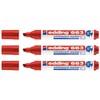 Edding Set of 3 Whiteboard Erase Marker Pens 663 Red