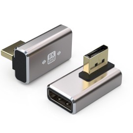 VMOJO 2 Pack DisplayPort Coupler Adapter Alloy Housing 8K UHD HDR Displayport (DP) 1.4 Reverse Vertical Angle Male to Female Extension Plug Converter 8K@60Hz/4K@144Hz