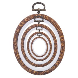 4 Pcs Embroidery Hoops Set-Decorative Cross Stitch Hoop Ring Imitated Wood Display Frame-Oval Hand Embroidery Kits for Art Craft Sewing (4 Different Size)