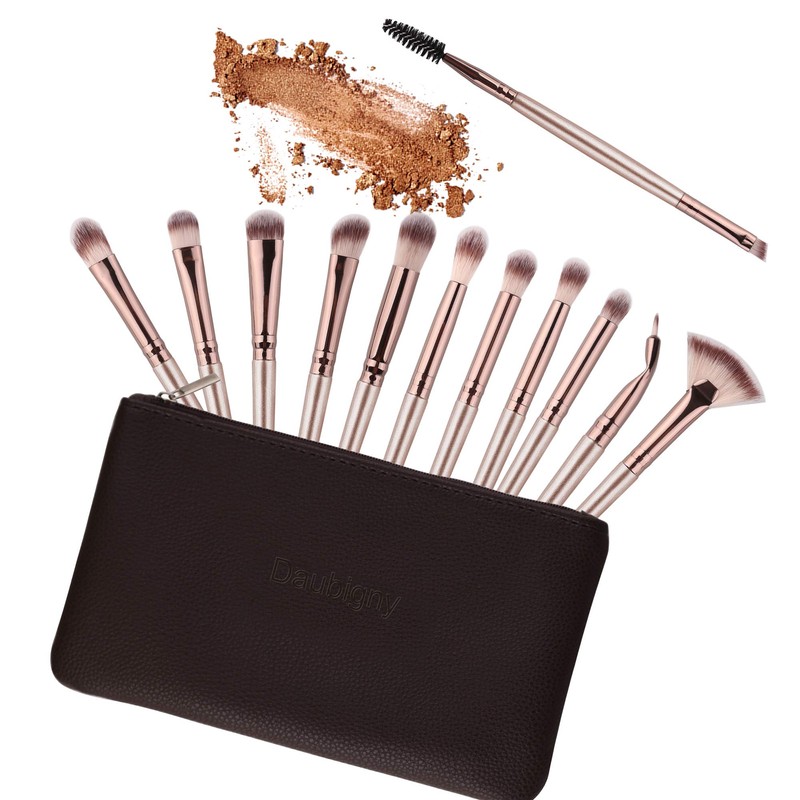 Juego de 12 brochas de maquillaje para ojos, corrector, cejas,