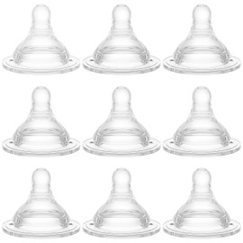 Gotocut Bottle Nipples Slow Flow Nipple Level 1, 0m+, Compatible with Wide-Neck Baby Bottle, 9 Count