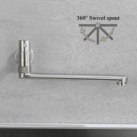Modern Wall Mounted Rotating Cold Water Tap Stainless Steel Kitchen Faucet Bar Sink Faucet