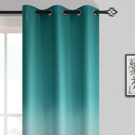 Yakamok Light Blocking Gradient Color Curtains Teal Ombre Blackout Curtains Room Darkening Thermal Insulated Grommet Window Drapes for Living Room/Bedroom (Teal, 2 Panels, 42x63 Inch)