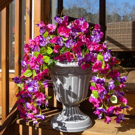 Artificial Hibiscus Fake Hanging Flowers Plants for Outdoors Spring Decoration, 2pcs Faux Silk Outside Hibiscus Long Trailing Vines Realistic UV Resistant for Front Door Planter Porch Patio Wedding