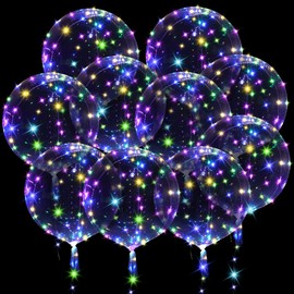 OSDUE Light up LED Balloons,10 Packs 24 Inches Transparent Reusable LED Bobo Balloons for Valentines Day Wedding Christmas Birthday Party Supplies Decoration
