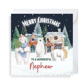 Second Ave Nephew Christmas Polar Bear Square Xmas Holiday Festive Greetings Card