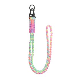 YELARXI Paracord Lanyard, 550 Keychain Lanyard Heavy Duty Necklace Keychains Braided Wrist Strap for Men Women Outdoor Activity Survival Keys Whistle Rope ID Badges (Light Colorful)