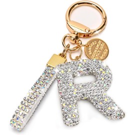 Letter Keychains for Women Girls, Bling Rhinestone Bag Charm Keychain, Purse Charm, Car Keychain Accessories-R