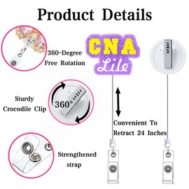 Funny CNA Life Badge Reel Retractable for Nurse Cute CNA Gifts for Women Nursing Medical Badge Holder with Alligator Clip Fun Healthcare RN LPN CNA Badge Clip ID Card CNA Accessories for Work