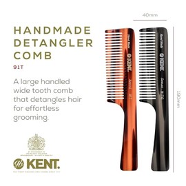 Kent 91T-91T G - Peine desenredante para mujer, peine de dientes anchos para cabello rizado y ondulado, para uso en cabello seco o húmedo, peine de du