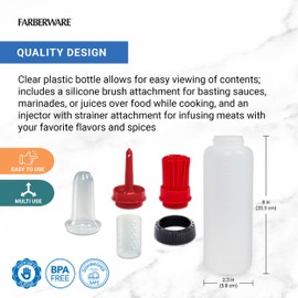 Farberware BBQ Squeeze Bottle Flavor Basting Set- Flavorful and Mess Free Cooking Indoors and Outdoors, Markings for Measuring, Dishwasher Safe