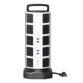 Power Strip Tower Surge Protector, 20 Outlets 6 USB (2 USB C) Charging Station, Extension Cord with Multiple Outlets, 1050J 1625W/13A Outlet Extender 6.5ft Extension Cord for Home Office
